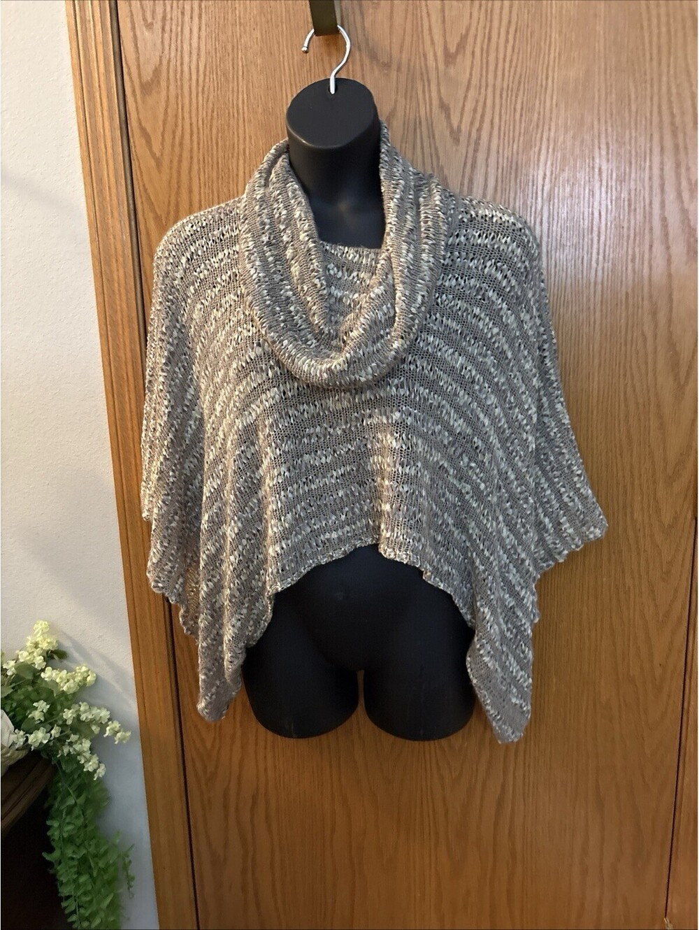 Inc International Concepts Women's Cowl neck Poncho Sweater Neutral Size LXL